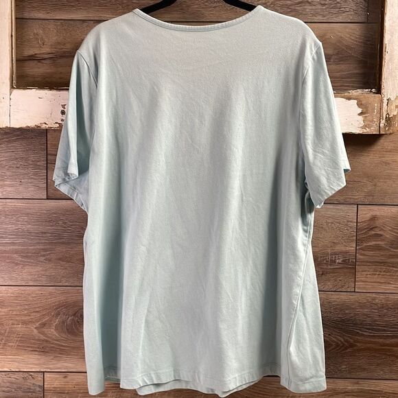 Coral Bay Womens Plus Size Top, Tropical Fish Embellishment, Blue, Size 2X - Picture 4 of 6